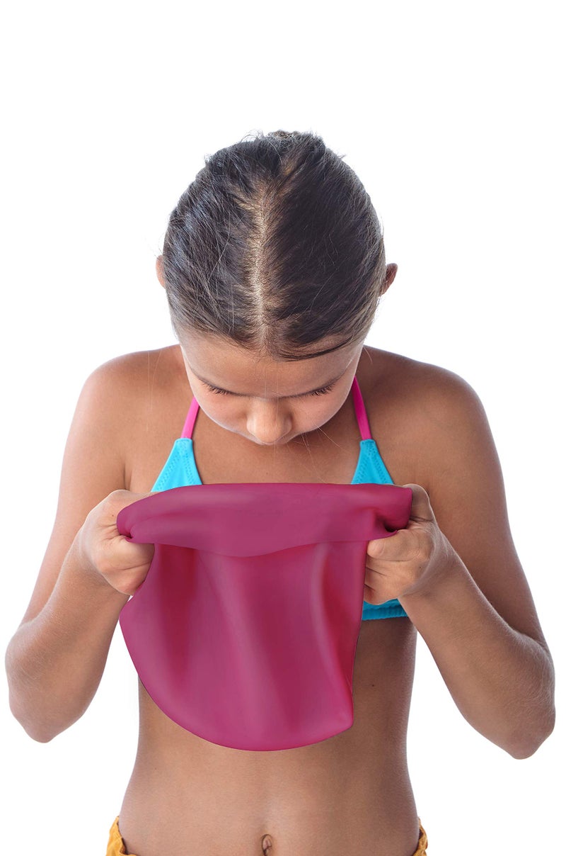 Lahtak Kids Swim Cap for Long Hair - Comfortable Fit Silicone Swimming Hat for Girls & Boys with Curly Hair, Braids, or Dreadlocks - Durable & Easy to Wear (Windsor Wine M) - Image 3